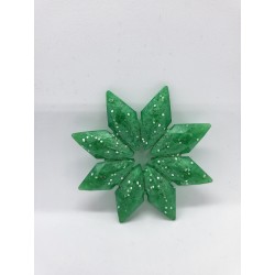 Resin Xmas Snowflake - Green with Glitter