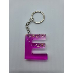 Resin Keyring Alphabet letter Pink and Clear with Glass Bits - Letter can be selected