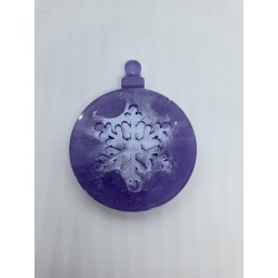 Resin Xmas Bauble Purple and white dusted snowflake
