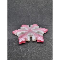 Resin Xmas Snowflake - White and Pink