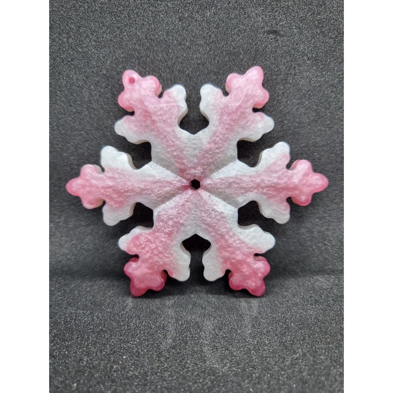 Resin Xmas Snowflake - White and Pink