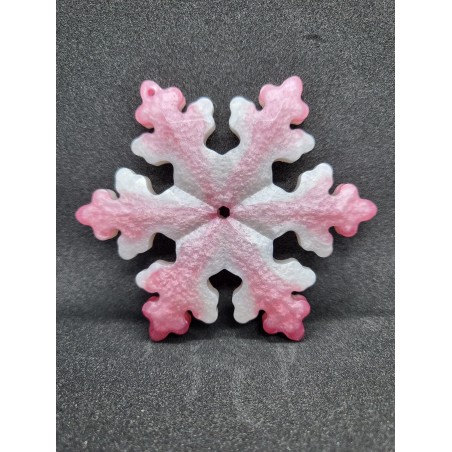 Resin Xmas Snowflake - White and Pink