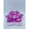 Resin - Lotus Flower Tea Light/ - Fushia with Flowers and Silver Glitter
