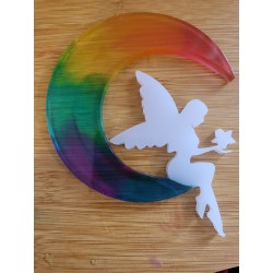 Fairy sat on the Moon - Hanging Decoration (Chackra Colours)