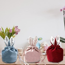 Personalised Easter Bunny Velvet Bag in Red (Made to Order)