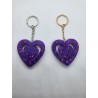 Resin Valentines Heart Keyring - Purple with Glitter