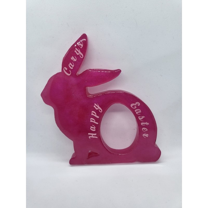 Personalised Pink Resin Bunny holds creme egg shaped sweets