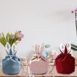 Personalised Easter Bunny Velvet Bag in Blue (Made to Order)