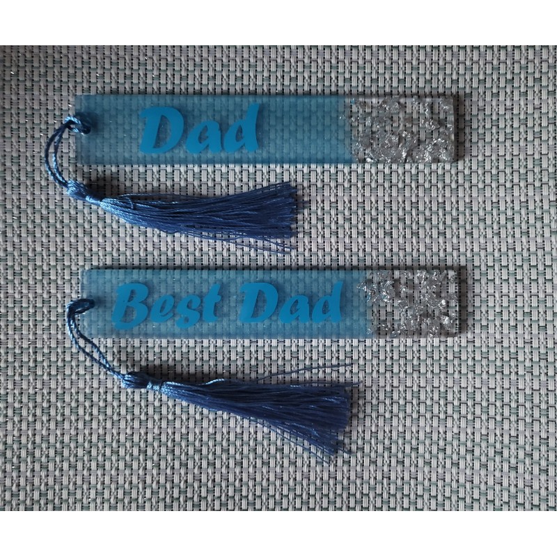 Custom - Resin Bookmarks with Name - Blue with Silver Foil