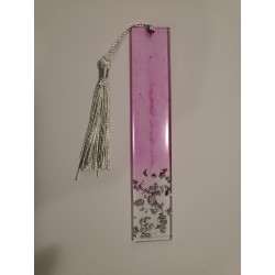 Resin Pink bookmark with silver foil