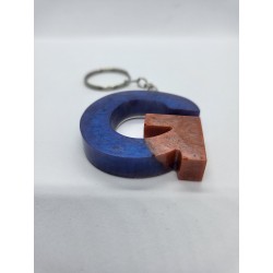 Resin Keyring Alphabet - Blue and Orange - Letter can be selected