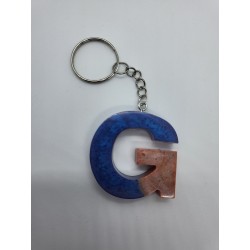 Resin Keyring Alphabet - Blue and Orange - Letter can be selected