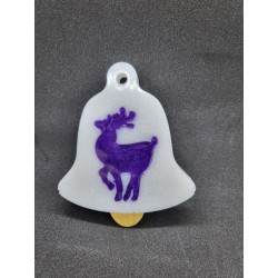 Xmas Bell - White with Purple Reindeer