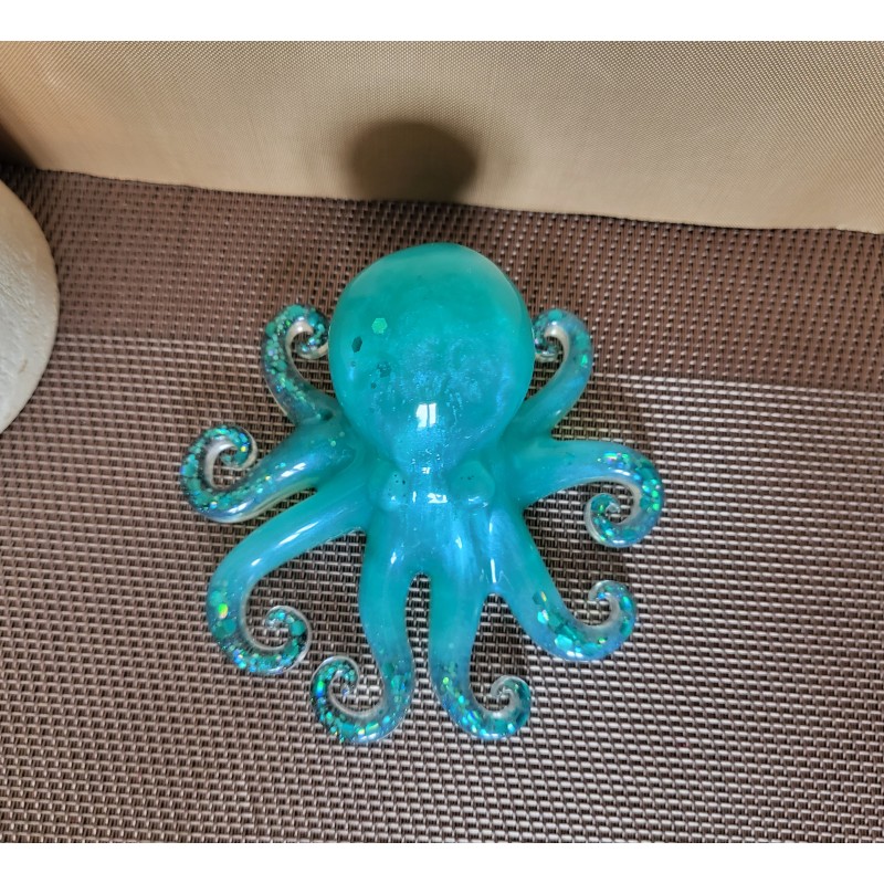 Resin Octopus Figurine - Teal with Glitter