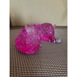 Resin Wolf Figurine - Pink with Silver paws
