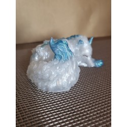 Resin Wolf Figurine - White and Blue