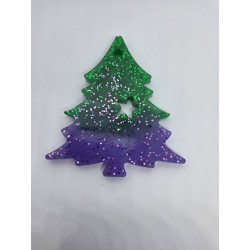 Resin Christmas Tree Decoration - Purple and Green