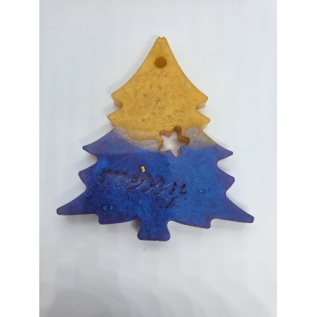 Resin Christmas Tree Decoration - Purple and Gold