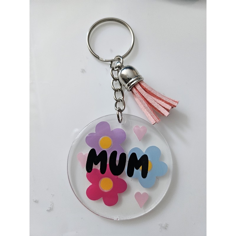 Flower Keyrings (Personalised) - Pink/Blue/Purple
