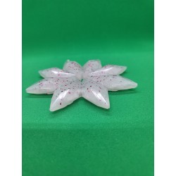 Resin- Xmas Snowflake- White with Pink Glitter