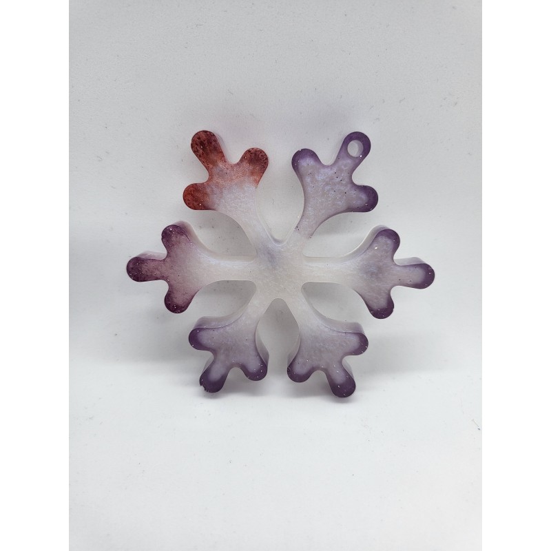 Resin - Xmas Snowflake - White, purple and a touch of red.