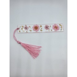 Resin Pink and gold flower bookmark